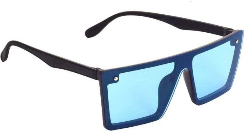 Gradient, UV Protection, Polarized, Mirrored Retro Square Sunglasses (55)  (For Men & Women, Black, Violet)