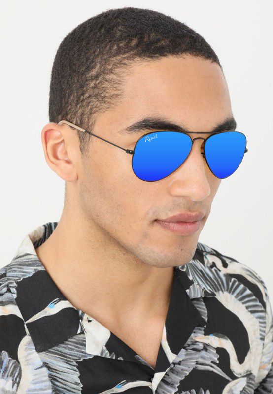Toughened Glass Lens, UV Protection, Riding Glasses, Mirrored Aviator Sunglasses (Free Size)  (For Men & Women, Multicolor)