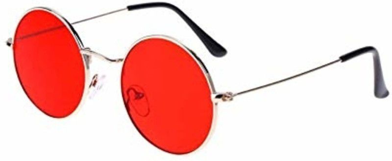 UV Protection, Riding Glasses Round Sunglasses (Free Size)  (For Men & Women, Red)