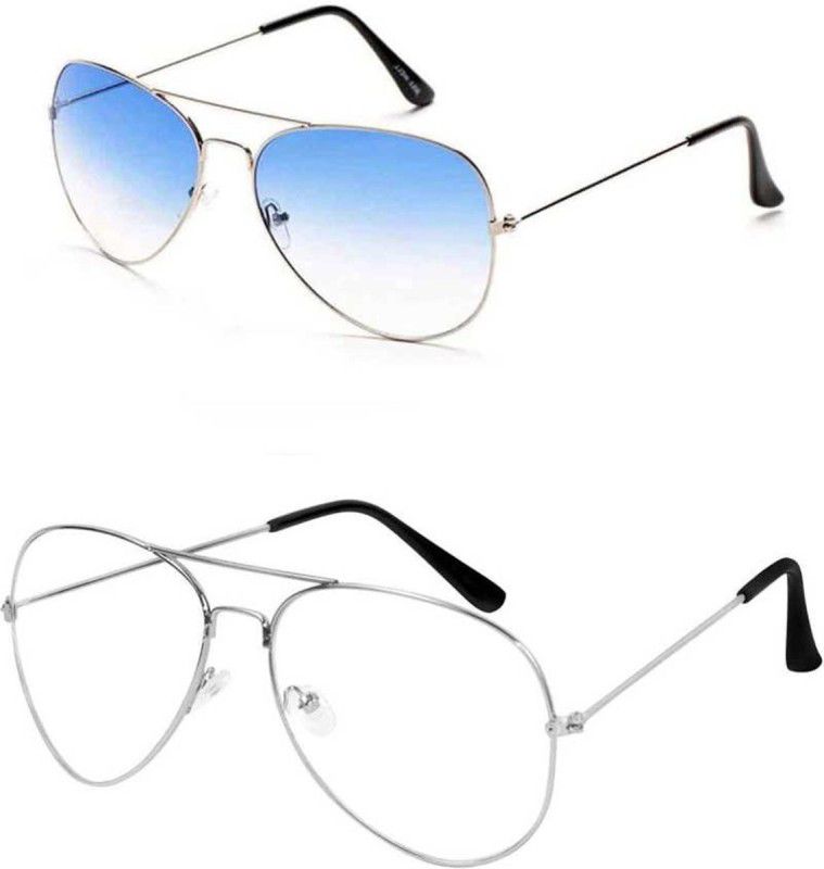 UV Protection Aviator Sunglasses (48)  (For Men & Women, Blue, Clear)