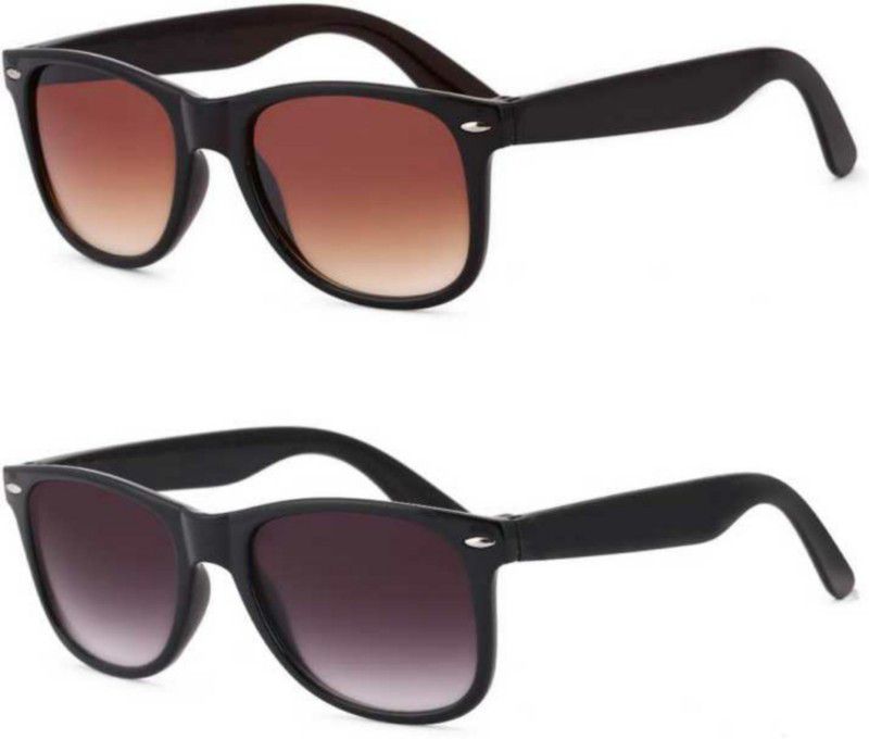 UV Protection, Polarized, Riding Glasses Wayfarer Sunglasses (Free Size)  (For Boys & Girls, Brown, Black)