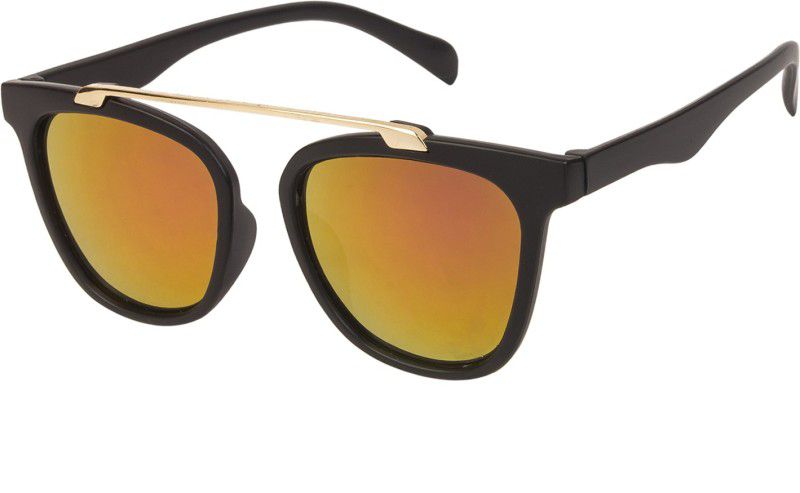 Mirrored Retro Square Sunglasses (50)  (For Men & Women, Orange)