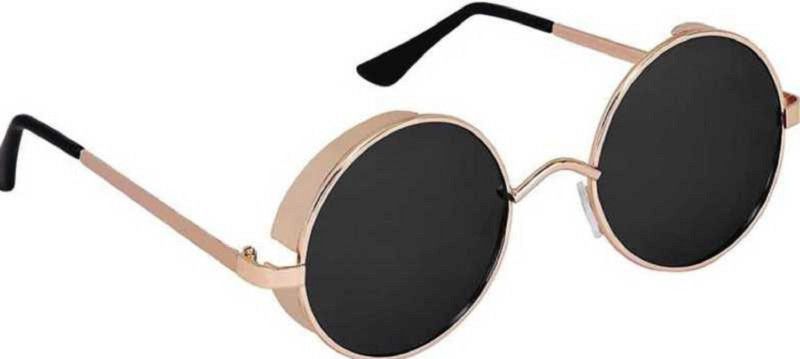 UV Protection, Polarized, Gradient, Mirrored Round Sunglasses (55)  (For Boys & Girls, Black)