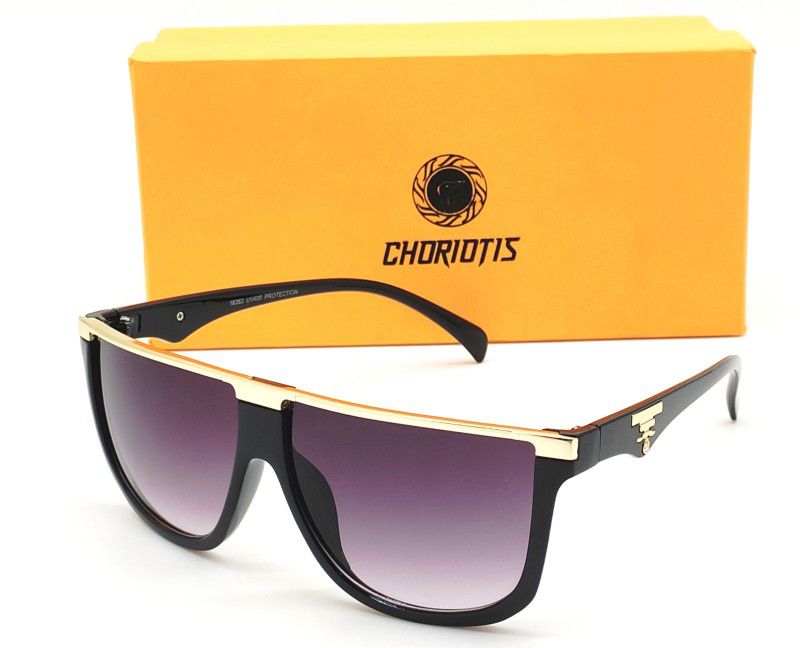 UV Protection, Riding Glasses Retro Square Sunglasses (55)  (For Men & Women, Black, Clear)