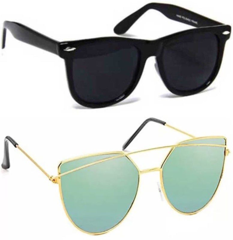 UV Protection Wayfarer Sunglasses (Free Size)  (For Men & Women, Black, Multicolor)