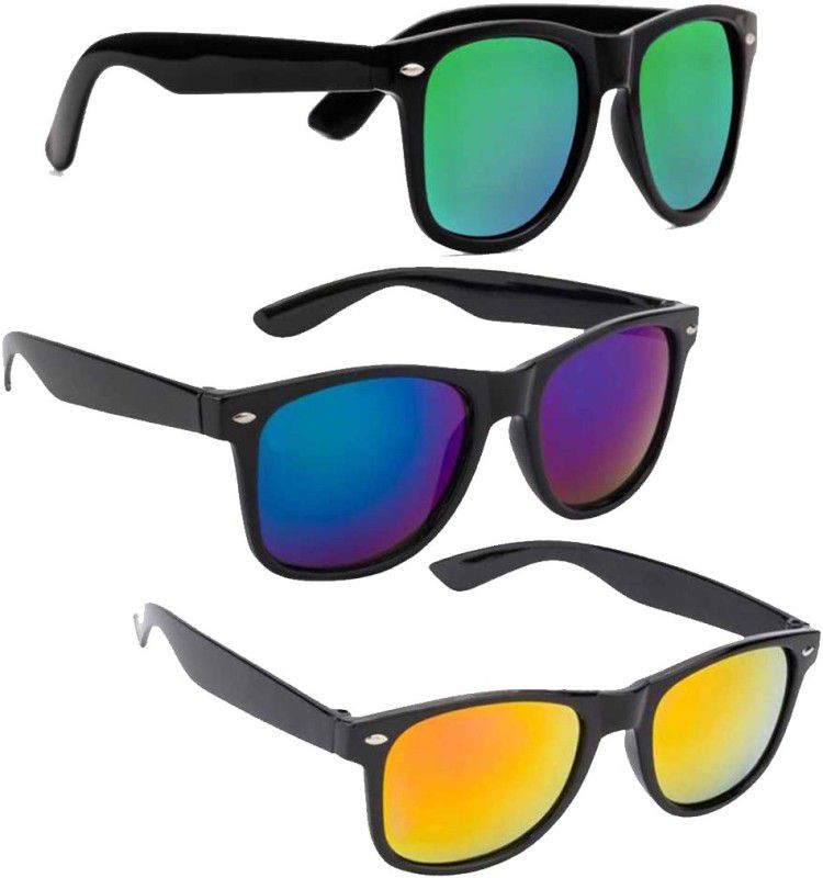 UV Protection Wayfarer Sunglasses (53)  (For Men & Women, Blue, Green, Red)