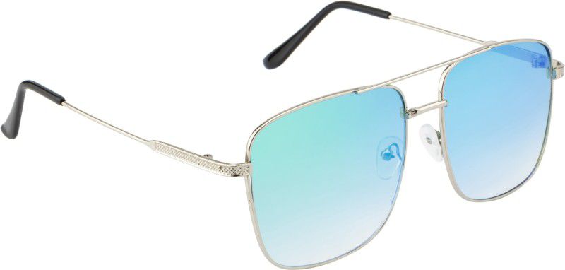 Mirrored Retro Square Sunglasses (56)  (For Men & Women, Green)