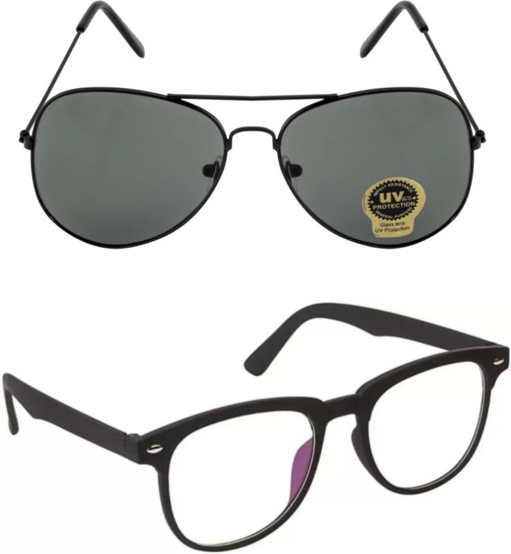 UV Protection Oval, Retro Square, Round, Rectangular Sunglasses (53)  (For Men & Women, Black, Clear)