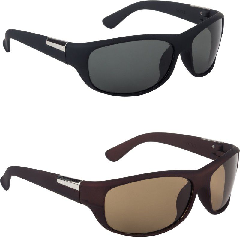 UV Protection Sports Sunglasses (52)  (For Men & Women, Green, Brown)