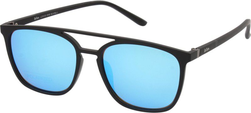 Polarized Retro Square Sunglasses (55)  (For Men & Women, Blue)