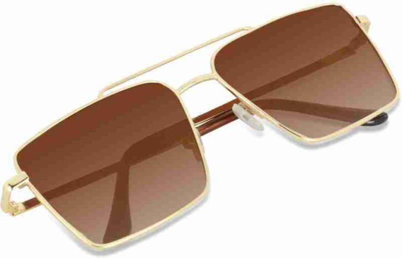 Riding Glasses, UV Protection, Others Retro Square Sunglasses (15)  (For Boys & Girls, Brown)
