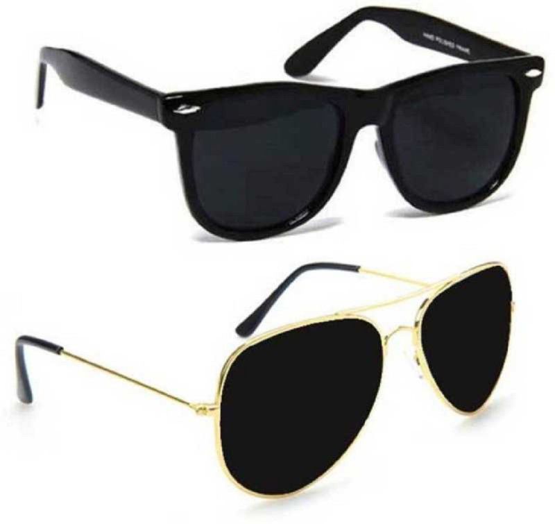 UV Protection, Polarized, Gradient, Mirrored Retro Square Sunglasses (55)  (For Men & Women, Black, Grey)