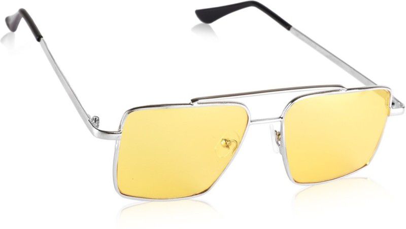 UV Protection, Riding Glasses Retro Square, Wayfarer Sunglasses (Free Size)  (For Men & Women, Yellow)