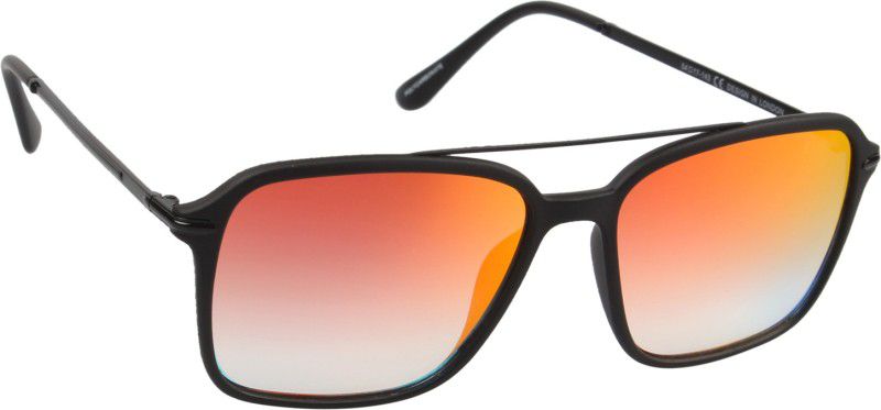 Mirrored Retro Square Sunglasses (54)  (For Men, Red)