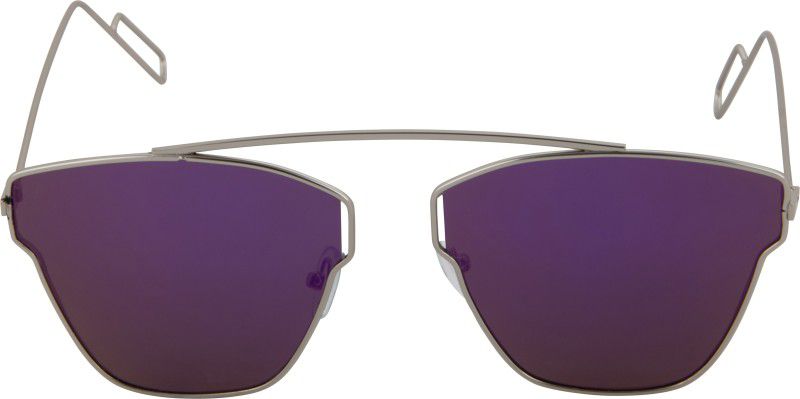Mirrored Cat-eye Sunglasses (55)  (For Men & Women, Blue)