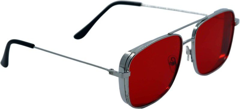 UV Protection Clubmaster, Rectangular, Retro Square, Spectacle , Sports, Wayfarer Sunglasses (Free Size)  (For Men & Women, Red)