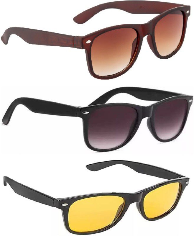 Wayfarer Sunglasses  (For Men & Women, Grey, Brown, Yellow)