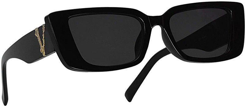 UV Protection, Polarized, Gradient, Mirrored Retro Square, Cat-eye Sunglasses (55)  (For Men & Women, Black)