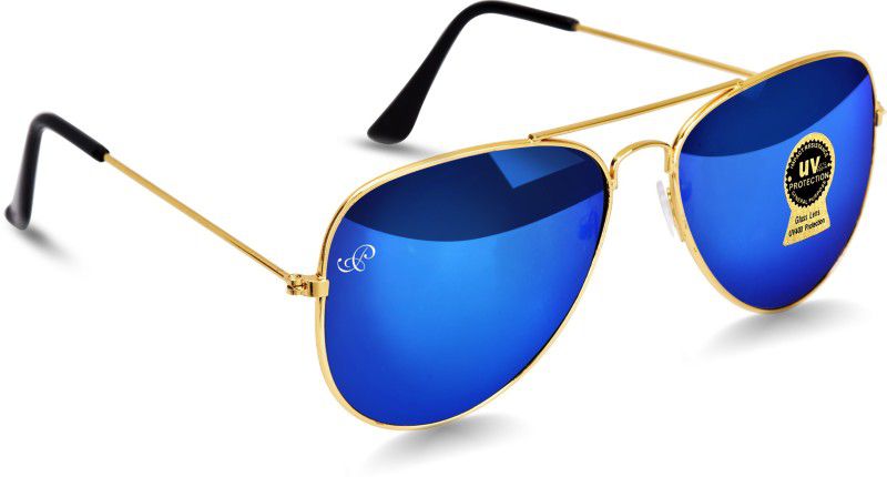 Aviator Sunglasses  (For Men & Women, Blue, Golden)