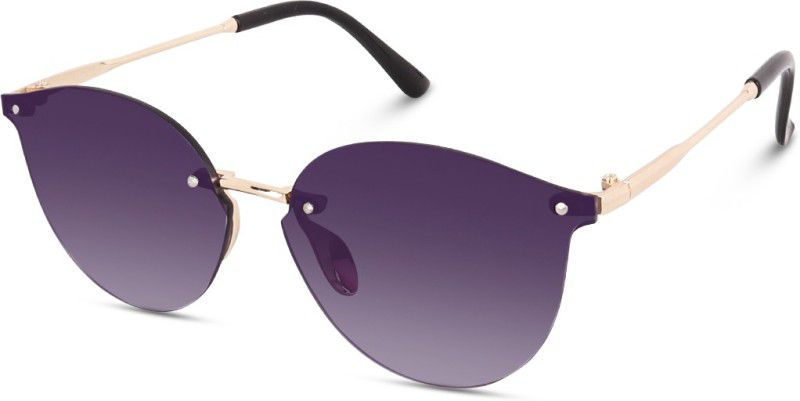 UV Protection, Gradient Cat-eye, Oval, Over-sized Sunglasses (56)  (For Women, Black)
