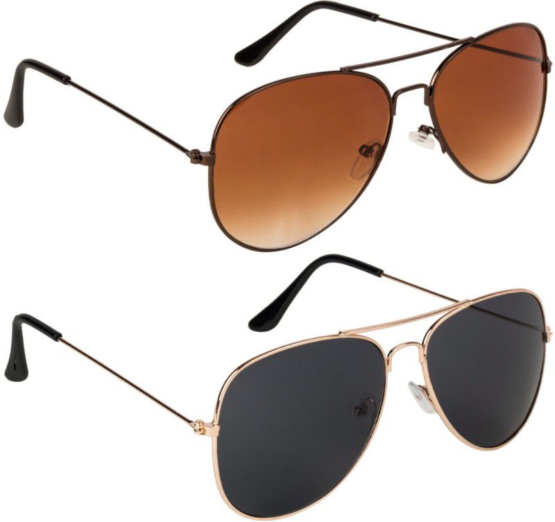 UV Protection, Gradient Aviator Sunglasses (58)  (For Men & Women, Black, Brown)