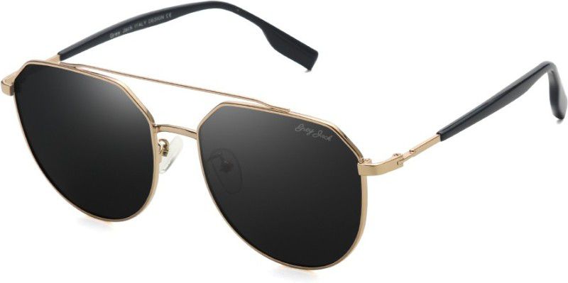 Polarized Retro Square Sunglasses (58)  (For Men & Women, Black)