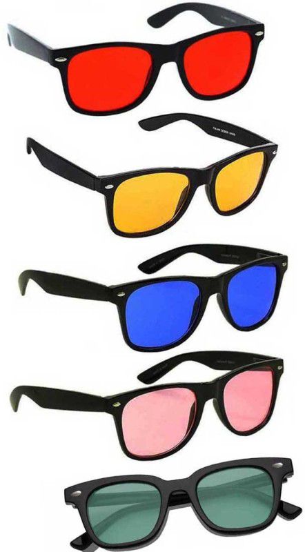 UV Protection Wayfarer Sunglasses (53)  (For Men & Women, Red, Yellow, Blue, Pink, Green)