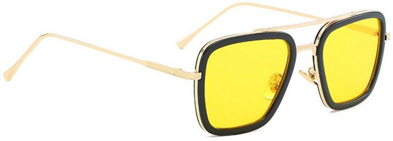 UV Protection Retro Square Sunglasses (55)  (For Men & Women, Golden, Yellow)