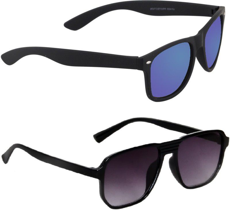 Retro Square, Wayfarer Sunglasses  (For Men & Women, Blue, Grey)