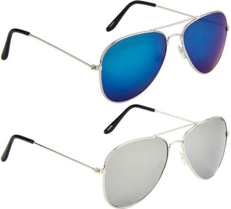 Aviator Sunglasses  (For Men & Women, Blue, Silver)