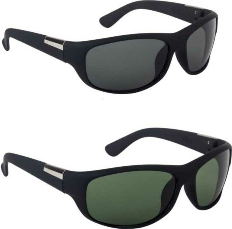 UV Protection Sports Sunglasses (Free Size)  (For Boys & Girls, Black, Green)