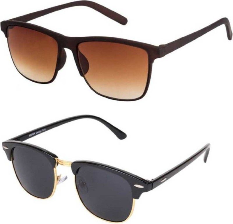 UV Protection, Gradient Wayfarer, Clubmaster Sunglasses (Free Size)  (For Men & Women, Black, Brown)