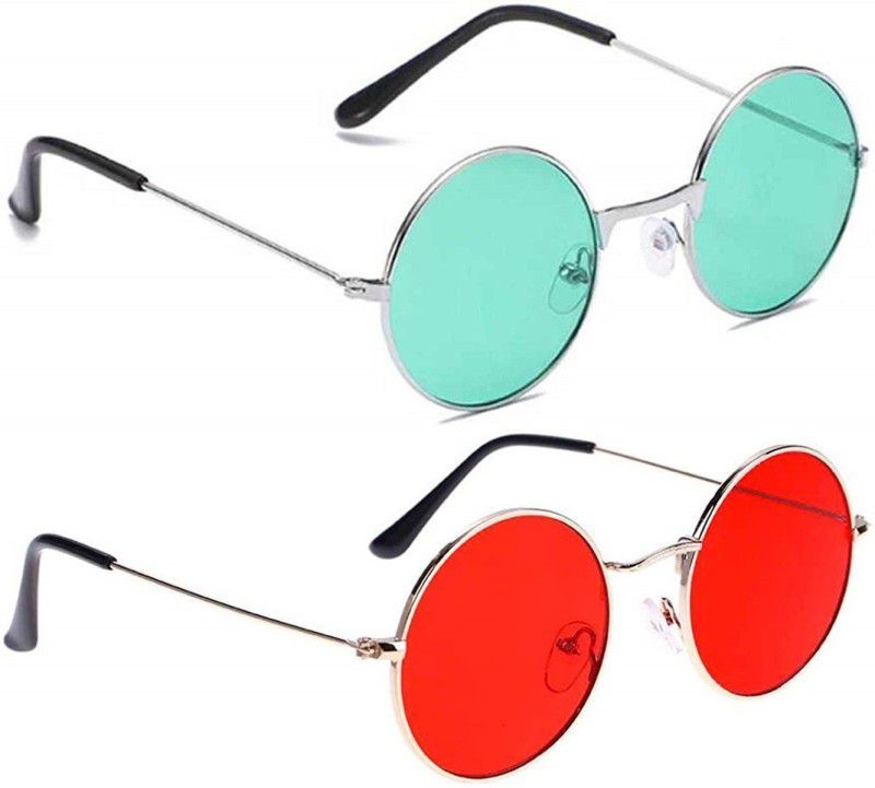 UV Protection Round Sunglasses (48)  (For Men & Women, Red, Green)