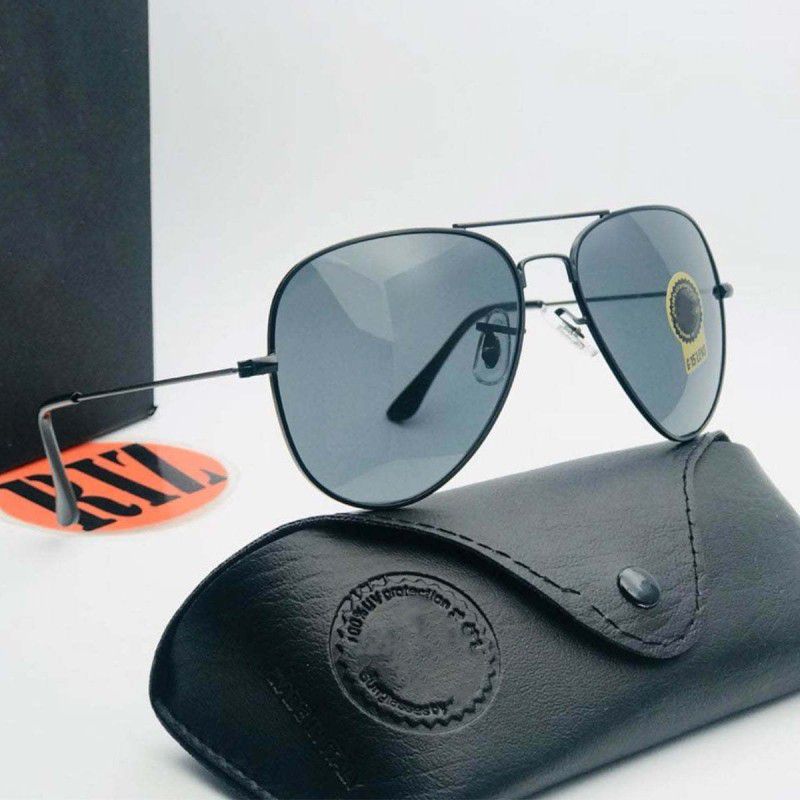 UV Protection, Night Vision, Riding Glasses Aviator Sunglasses (Free Size)  (For Men & Women, Black)