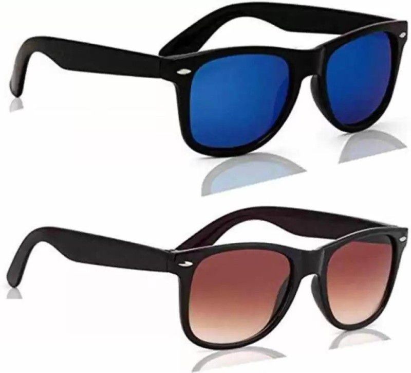 Wayfarer Sunglasses  (For Men & Women, Brown, Blue)