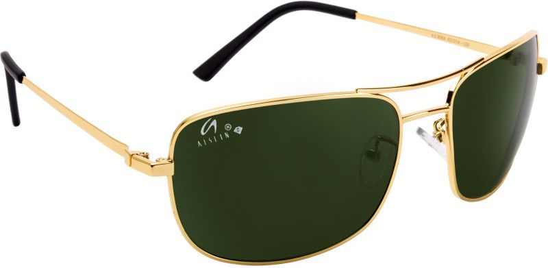 Toughened Glass Lens, UV Protection Rectangular, Wayfarer Sunglasses (63)  (For Men, Green)