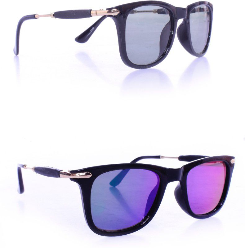 UV Protection, Riding Glasses, Mirrored, Night Vision Wayfarer Sunglasses (Free Size)  (For Men & Women, Multicolor, Grey)