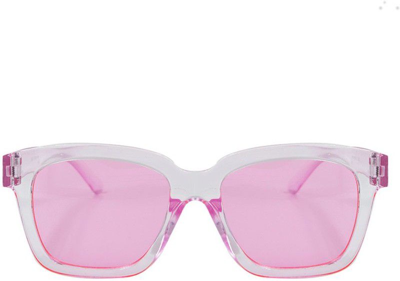 UV Protection Retro Square Sunglasses (Free Size)  (For Boys & Girls, Pink)