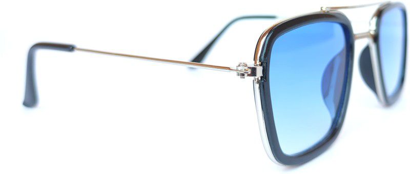 Night Vision, Polarized, Photochromatic Lens Retro Square Sunglasses (Free Size)  (For Men, Blue)