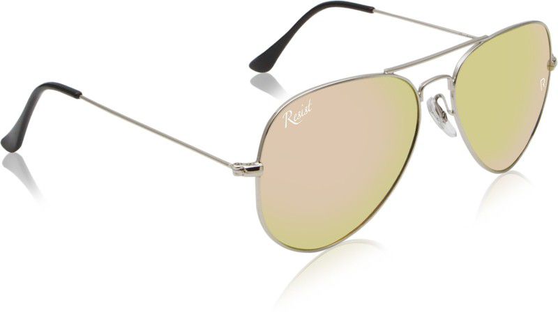 UV Protection, Mirrored, Riding Glasses, Toughened Glass Lens Aviator Sunglasses (58)  (For Men & Women, Pink, Silver)
