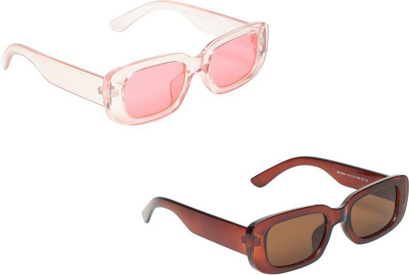 Riding Glasses, UV Protection Retro Square Sunglasses (41)  (For Men & Women, Brown)