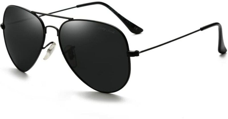 Polarized Aviator Sunglasses (52)  (For Men & Women, Black)