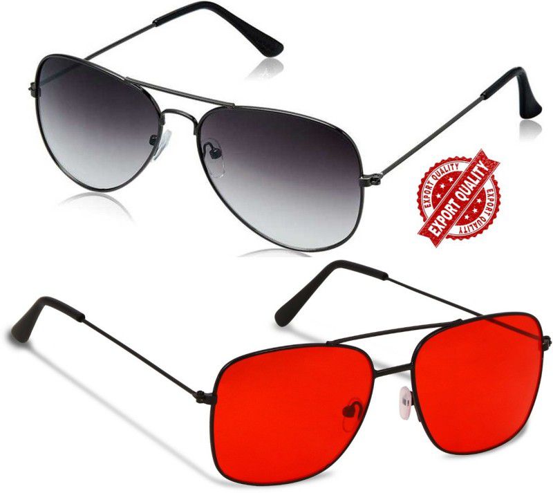 UV Protection, Gradient Aviator Sunglasses (48)  (For Men & Women, Red)