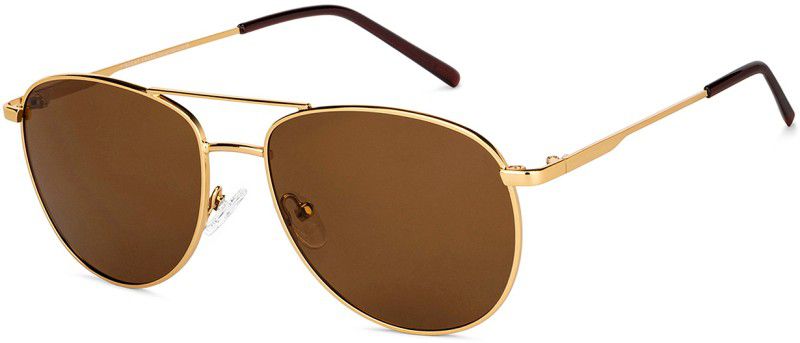 Polarized, UV Protection Aviator Sunglasses (56)  (For Men & Women, Brown)