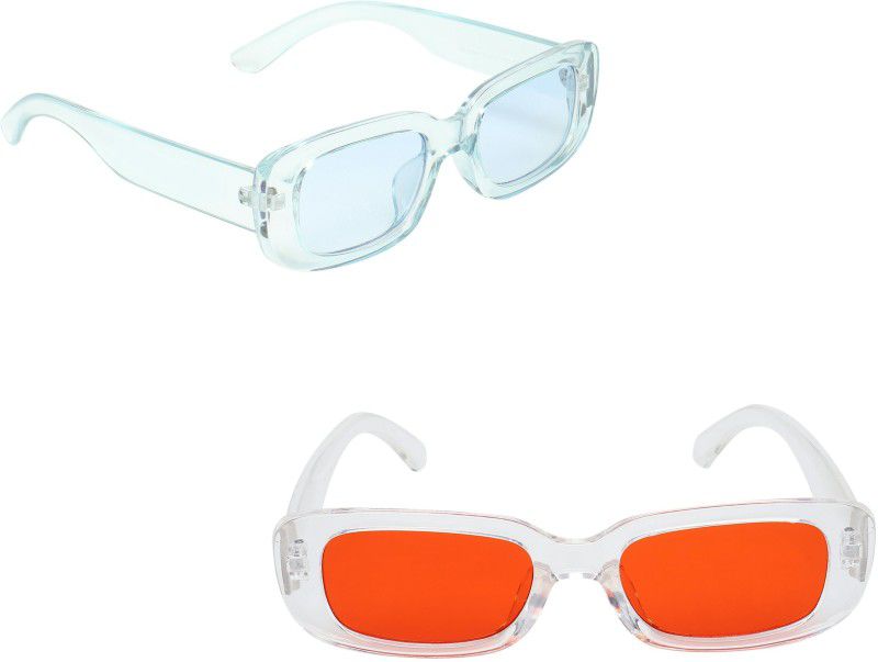 Night Vision, UV Protection Retro Square Sunglasses (43)  (For Men & Women, Red, Blue)