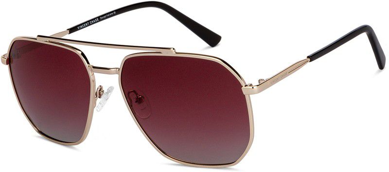 Polarized, UV Protection Rectangular Sunglasses (58)  (For Men & Women, Pink)