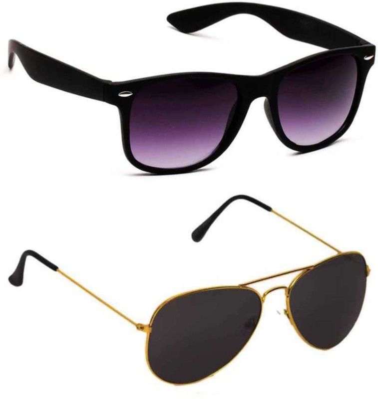 Aviator, Wayfarer Sunglasses  (For Men & Women, Black)