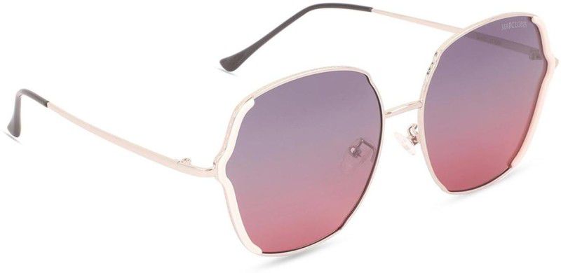 Polarized Retro Square Sunglasses (63)  (For Women, Pink)