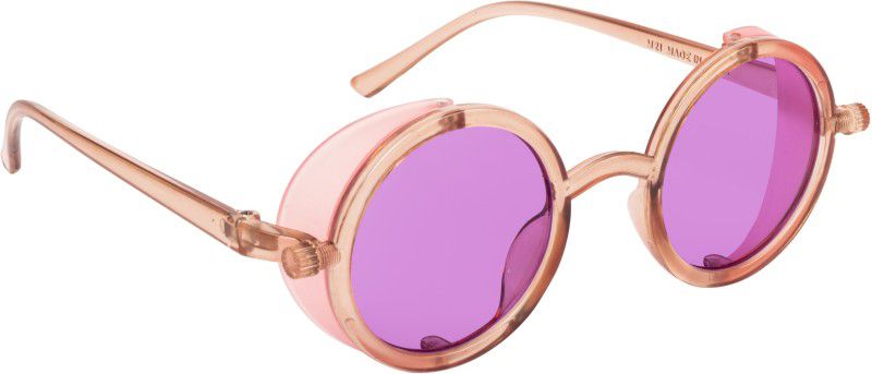 UV Protection Round, Shield Sunglasses (50)  (For Men & Women, Violet)