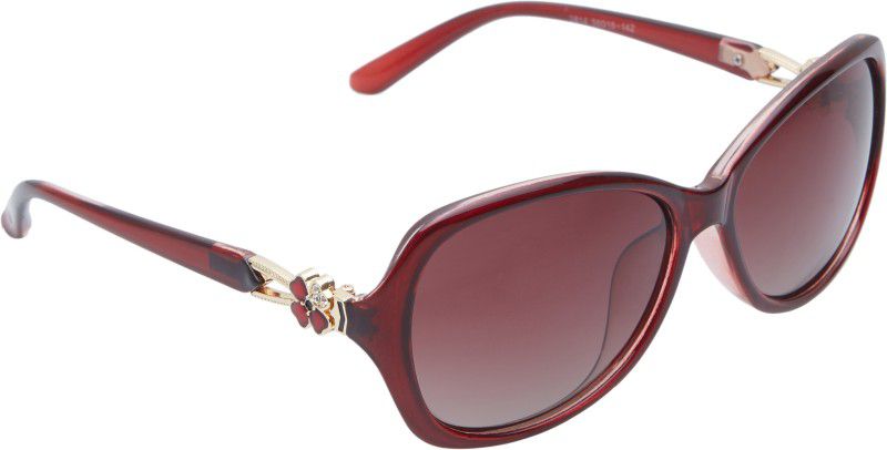 Polarized Over-sized Sunglasses (52)  (For Women, Brown)